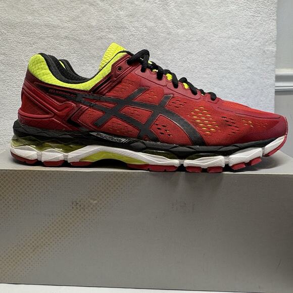 Asics Gel Kayano 22 Red Pepper Black Flash Yellow Shoes T547N-2490 Size 10 - Picture 1 of 15